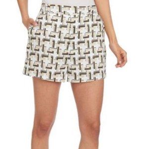 Equipment Femme Brown White Linen Shorts Lined